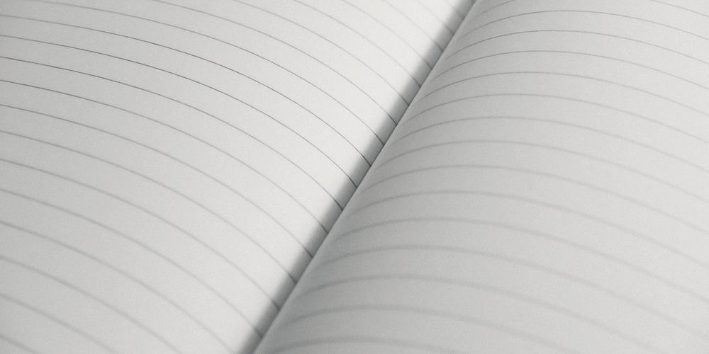 The gutter of an open book, pages curving away